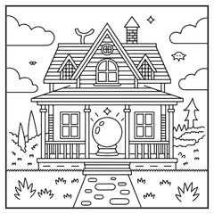 Fototapeta premium House Spooky Coloring Pages