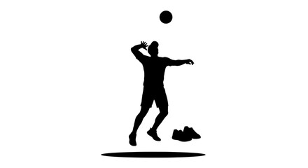 Dynamic volleyball player silhouetted mid-jump, spiking ball with intense focus and athletic grace