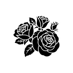 Black and White Floral Rose Bunch Icon