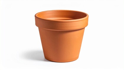 Terracotta flower pot on white background.