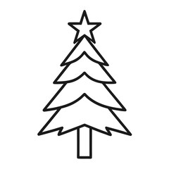 Obraz premium Simple outline christmas tree with star icon