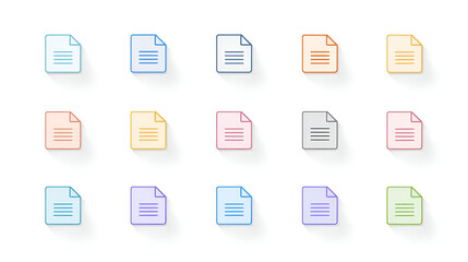 File and folder icon collection isolated on white for digital storage and document organization design