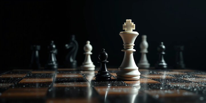 Dramatic close up of chess pawns highlighting strategy, competition, and the concept of long term planning