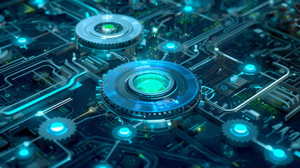 Fototapeta premium Intelligent process automation technology illustration for digital transformation and system efficiency