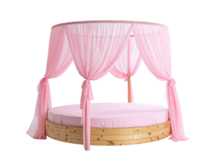 Round pink canopy bed