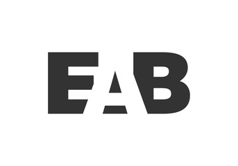Obraz premium EAB logo design. Initial letter E A B bold font style for tech startups, consulting, corporate branding. Creative company name, headlines typography identity, trendy logotype.