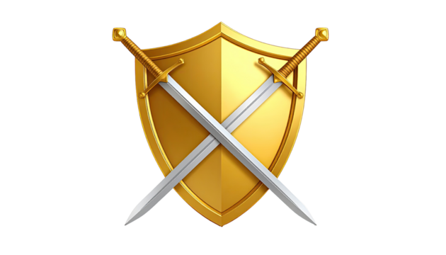 Golden shield with crossed swords (9)