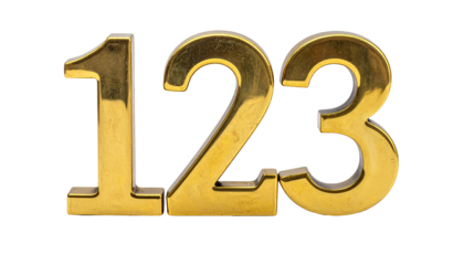 Gold 3D numbers 123