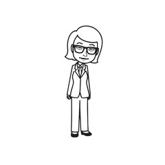 Old woman in formal clothes black and white vector illustration simple minimalist portrait design