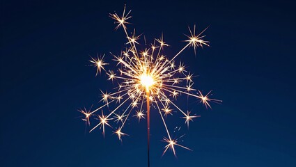 Fototapeta premium radiant spark trails across deep blue night sky, symbolizing hope and fresh start