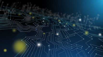Obraz premium Abstract digital circuit board displaying electronic network connections and technological data transmission