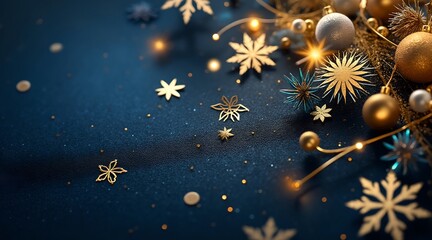golden and deep blue shadows blending softly, subtle sparkle texture, luxury Christmas theme