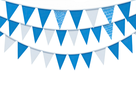 A celebratory triangular banner