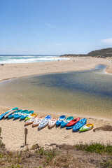 The mouth of the Margaret River (Wooditch River) at Prevelly, Margaret River Region, Shire of Augusta in the SW Region of Western Australia WA