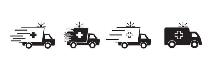 Ambulance icons set. Medical Transport Symbol for Clinic and Emergency Apps. ambulance car symbol.  © studio's line