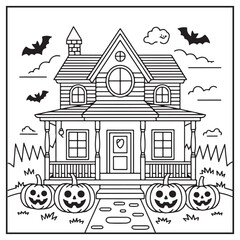 Fototapeta premium House Spooky Coloring Pages