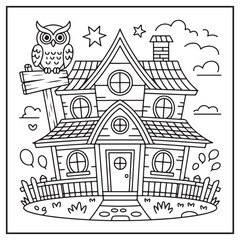 Fototapeta premium House Spooky Coloring Pages