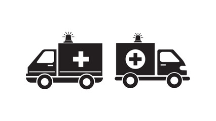 Fototapeta premium ambulance vehicle icon silhouette vector illustration. rescue, ambulance, illustration, car, road, symbol, vector, arrest, assistance, concepts, criminal, cut out, form, graphic, individuality. 
