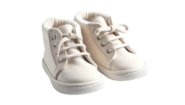 Pair of infant cream-colored sneakers - Powered by Adobe