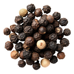 Obraz premium Close up of dried black peppercorns and white peppercorns on a black background spice seasoning, Isolated On White, Png Transparent, Cut Out
