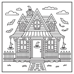 Fototapeta premium House Spooky Coloring Pages