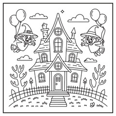 Fototapeta premium House Spooky Coloring Pages