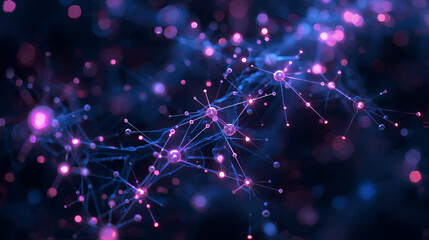 Neural network diagram abstract nodes and connections visualization for AI and deep learning concepts