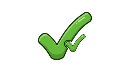 Two green check marks isolated on transparent background