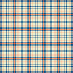 Classic plaid pattern in blue, orange, and cream hues.  Versatile textile design for backgrounds, fashion, or graphic projects requiring a traditional, warm texture.