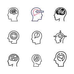 Mental Health and Brain Function Icons Set – Cognitive, Emotional, and AI Concepts