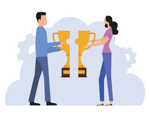 Agreement to win together, solution for best result, teamwork concept.Businessmens holding a cup together