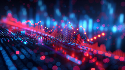 3D business chart with upward arrow and professional financial visualization, ideal for economic growth and market analysis themes