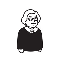 Old woman in formal clothes black and white vector illustration simple minimalist portrait design
