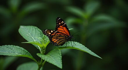 Fototapeta premium Monarch butterfly on leaf