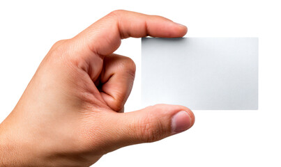 Hand Holding Blank Business Card Isolate on Transparent Background, cutout, png