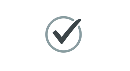 Check mark inside a circle icon isolated on transparent background