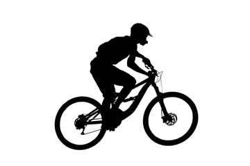 Dynamic silhouette of a determined cyclist conquering challenging terrain, embodying freedom, adventure, and the thrill of extreme sports in a modern, energetic style.