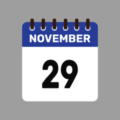 calendar with november 29 icon vector reminder for important deadlines and special events this autumn season