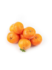 Fresh Small Oranges from Guangxi Sihui China with Mint Leaf on White Background