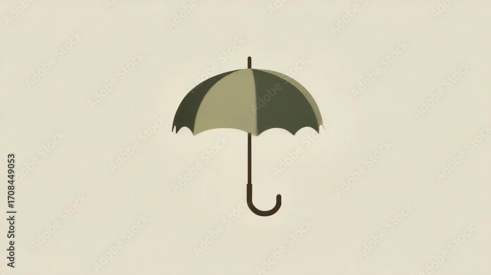 Poster creative animation of an umbrella swaying gently on a simple background during a calm day