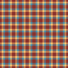 Invitation plaid background check, living room textile pattern vector. Flannel texture tartan seamless fabric in red and amber colors.