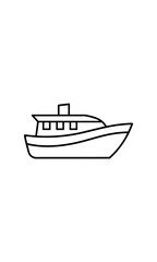 Outline drawing of a small motor yacht boat on transparent background