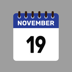 calendar with november 19 icon vector reminder for important deadlines and special events this autumn season