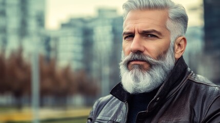 Mature man with gray hair and beard