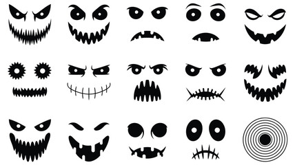 vector illustrations of spooky and creepy Halloween monster faces