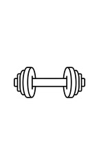 Outline drawing of a dumbbell for fitness on transparent background