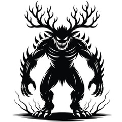 vector illustration of a fearsome monster with antler-like branches