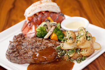 grilled steak with vegetables