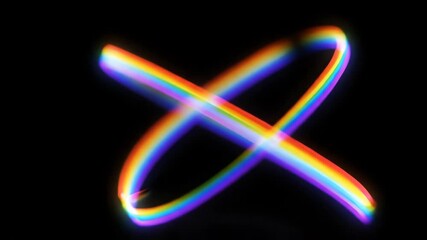 An intricate web of glowing rainbow light trails shimmers and shifts, forming a complex, endlessly looping abstract pattern abstract pattern, vibrant, outro