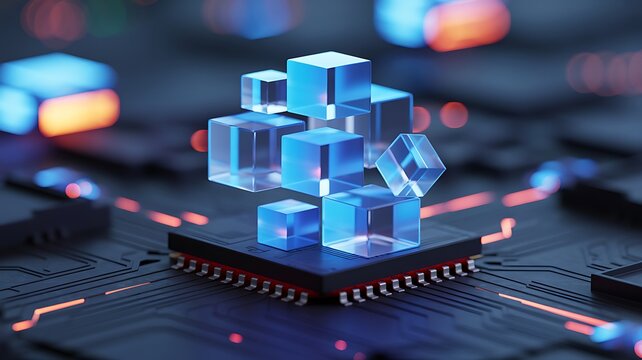 Abstract representation of data processing and technological advancements with a futuristic look